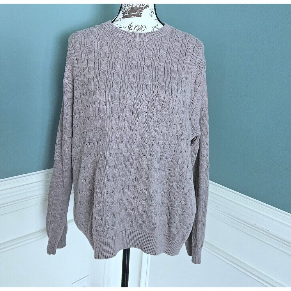 John Galt Juniors OS Onesize Taupe Cable Knit Sweater Pullover